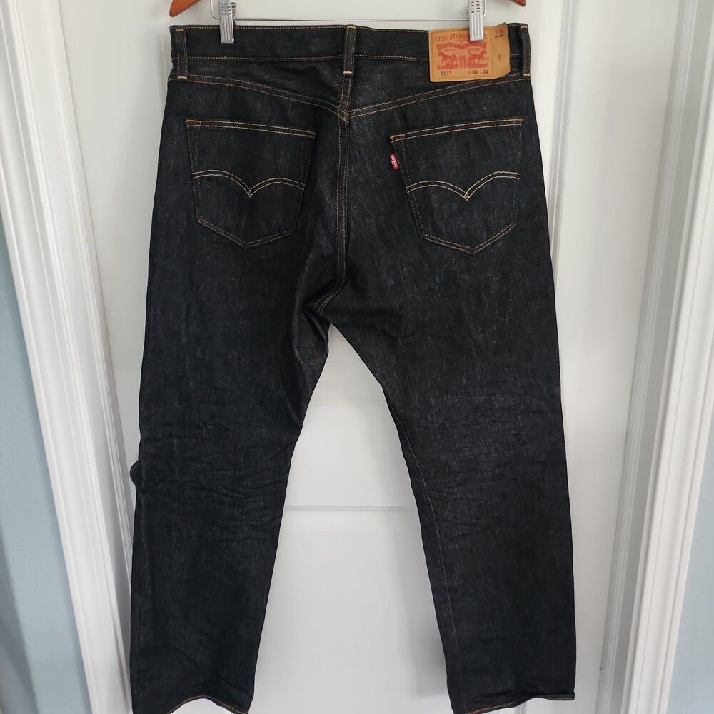 Levi's Men's 501 Original Shrink-to-Fit Non-Stretch Jeans 36x32 Black Button Fly